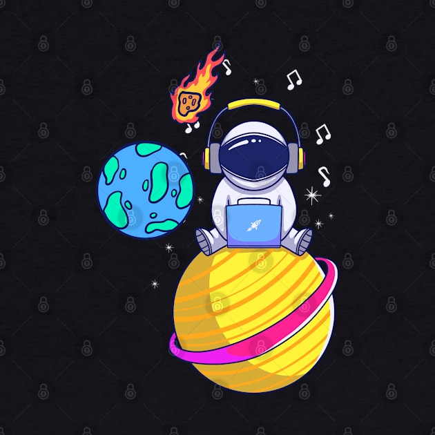 Astronaut Playing Electronic Music DJ On The Planet by dailydadacomic